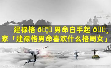 建禄格 🦍 男命白手起 🕸 家「建禄格男命喜欢什么格局女」